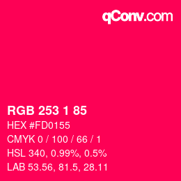 Color code: RGB 253 1 85 | qconv.com