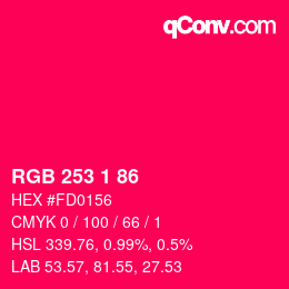 Color code: RGB 253 1 86 | qconv.com