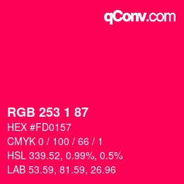 Color code: RGB 253 1 87 | qconv.com