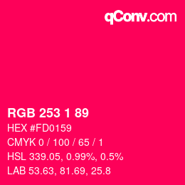 カラーコード: RGB 253 1 89 | qconv.com