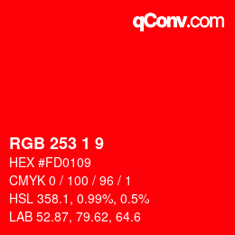 カラーコード: RGB 253 1 9 | qconv.com