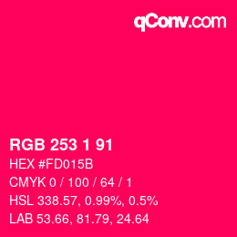 Color code: RGB 253 1 91 | qconv.com