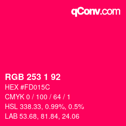 Color code: RGB 253 1 92 | qconv.com