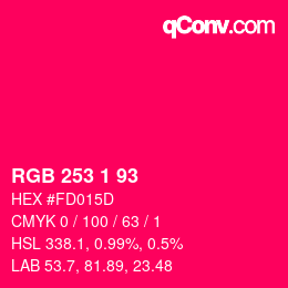 Color code: RGB 253 1 93 | qconv.com