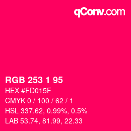 カラーコード: RGB 253 1 95 | qconv.com