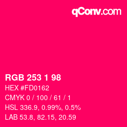 Color code: RGB 253 1 98 | qconv.com