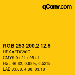 カラーコード: RGB 253 200.2 12.6 | qconv.com