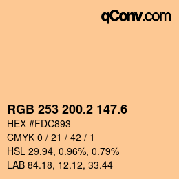 カラーコード: RGB 253 200.2 147.6 | qconv.com