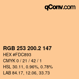カラーコード: RGB 253 200.2 147 | qconv.com