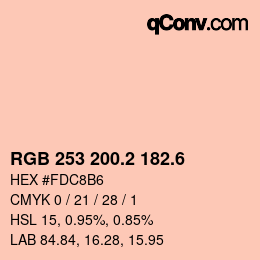 カラーコード: RGB 253 200.2 182.6 | qconv.com