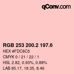 カラーコード: RGB 253 200.2 197.6 | qconv.com