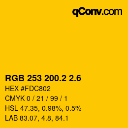 カラーコード: RGB 253 200.2 2.6 | qconv.com
