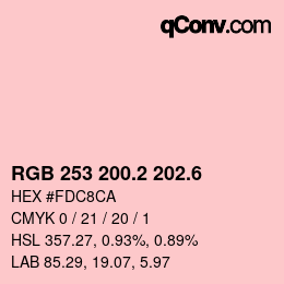 カラーコード: RGB 253 200.2 202.6 | qconv.com