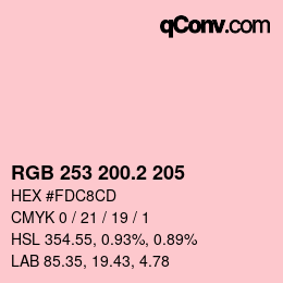 カラーコード: RGB 253 200.2 205 | qconv.com