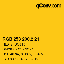 カラーコード: RGB 253 200.2 21 | qconv.com