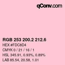 カラーコード: RGB 253 200.2 212.6 | qconv.com