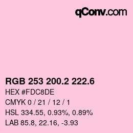 カラーコード: RGB 253 200.2 222.6 | qconv.com
