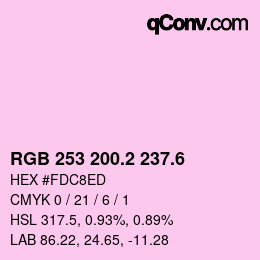 カラーコード: RGB 253 200.2 237.6 | qconv.com