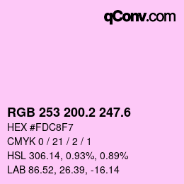 カラーコード: RGB 253 200.2 247.6 | qconv.com