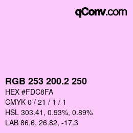カラーコード: RGB 253 200.2 250 | qconv.com