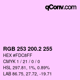 カラーコード: RGB 253 200.2 255 | qconv.com