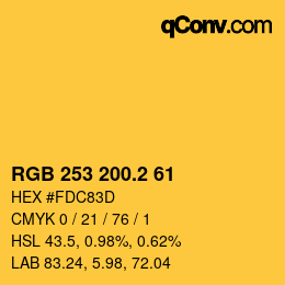 カラーコード: RGB 253 200.2 61 | qconv.com