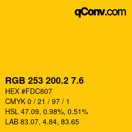 カラーコード: RGB 253 200.2 7.6 | qconv.com