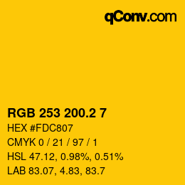 カラーコード: RGB 253 200.2 7 | qconv.com