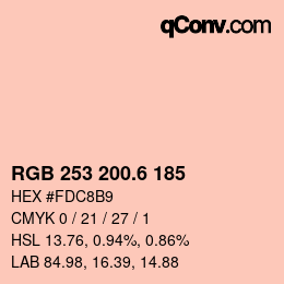 カラーコード: RGB 253 200.6 185 | qconv.com