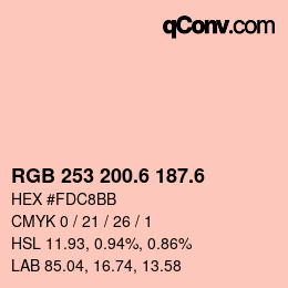 カラーコード: RGB 253 200.6 187.6 | qconv.com