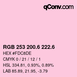 カラーコード: RGB 253 200.6 222.6 | qconv.com
