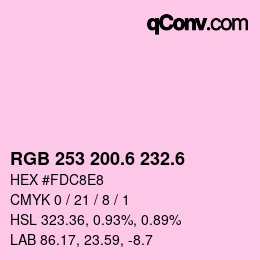 カラーコード: RGB 253 200.6 232.6 | qconv.com