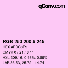 カラーコード: RGB 253 200.6 245 | qconv.com
