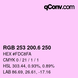 カラーコード: RGB 253 200.6 250 | qconv.com