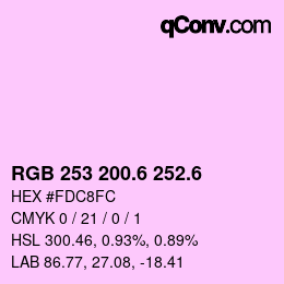 カラーコード: RGB 253 200.6 252.6 | qconv.com