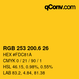 カラーコード: RGB 253 200.6 26 | qconv.com