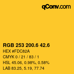 カラーコード: RGB 253 200.6 42.6 | qconv.com