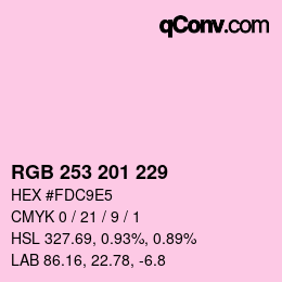 カラーコード: RGB 253 201 229 | qconv.com