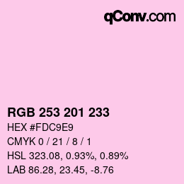Code couleur: RGB 253 201 233 | qconv.com