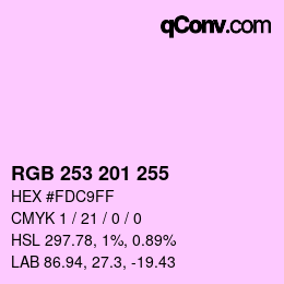 Color code: RGB 253 201 255 | qconv.com