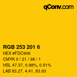 Color code: RGB 253 201 6 | qconv.com
