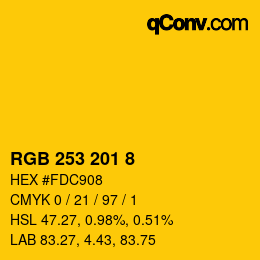 Color code: RGB 253 201 8 | qconv.com