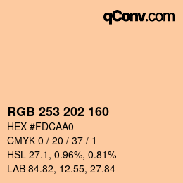 Color code: RGB 253 202 160 | qconv.com