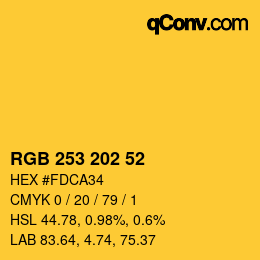 Color code: RGB 253 202 52 | qconv.com