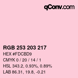 Código de color: RGB 253 203 217 | qconv.com