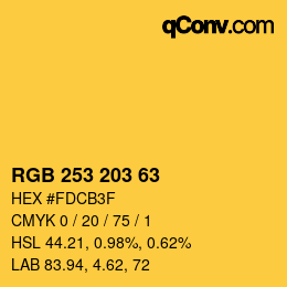 Color code: RGB 253 203 63 | qconv.com