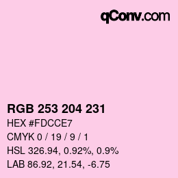 カラーコード: RGB 253 204 231 | qconv.com