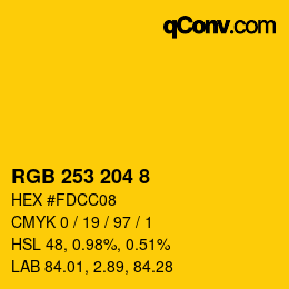 颜色代码: RGB 253 204 8 | qconv.com