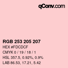 Color code: RGB 253 205 207 | qconv.com