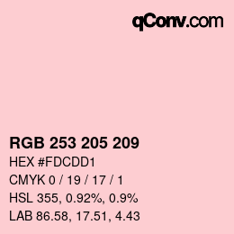 Color code: RGB 253 205 209 | qconv.com